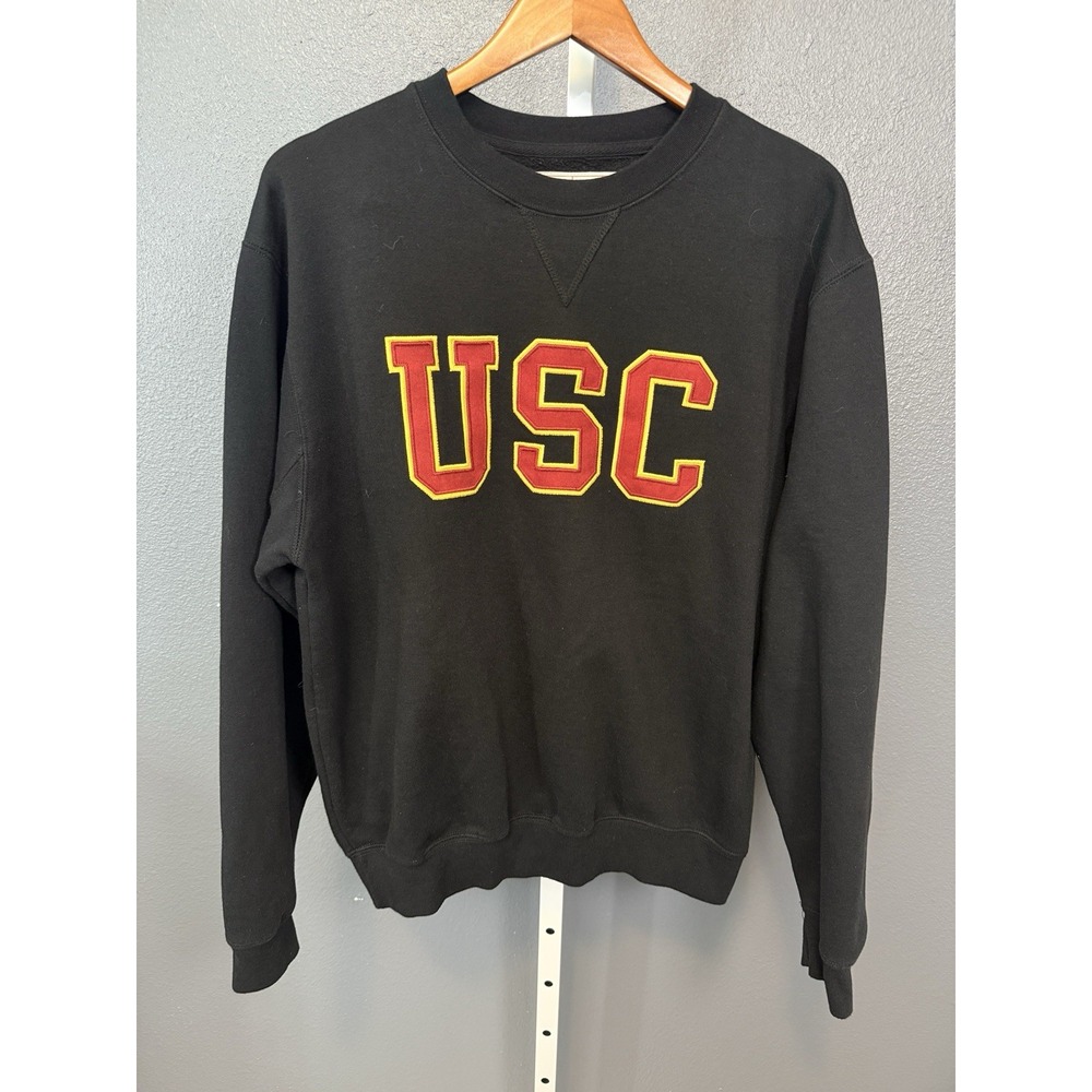 USC Trojans Sweatshirt Mens Medium Black Heritage Collection Pullover Stitched